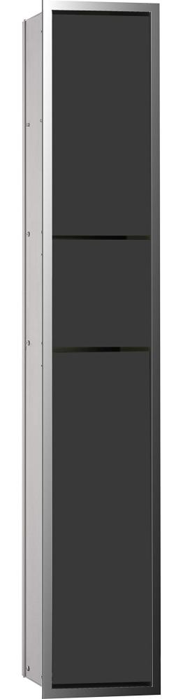 Emco Asis 150 Unterputz-Schrankmodul, Badezimmerschrank als Toilettenpapierhalter & Klobürstengarnitur mit extra Fach, Hochschrank mit Push to Open-Funktion, schwarz Bild 1