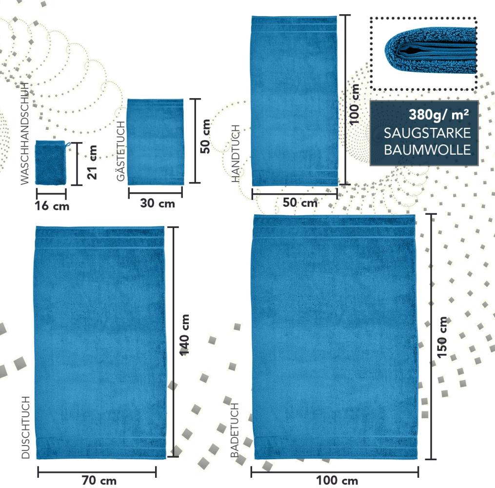 HOMESTORY Premium Handtuch-Set 100% Baumwolle, Frottee, weich, saugstark und schnelltrocknend, 380g/m², Oeko-Tex 100, Petrol 2x Handtuch - 50x100 cm Bild 1