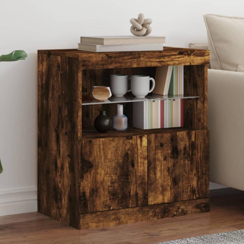 vidaXL Sideboard mit LED-Leuchten Räuchereiche 60x37x67 cm Bild 1