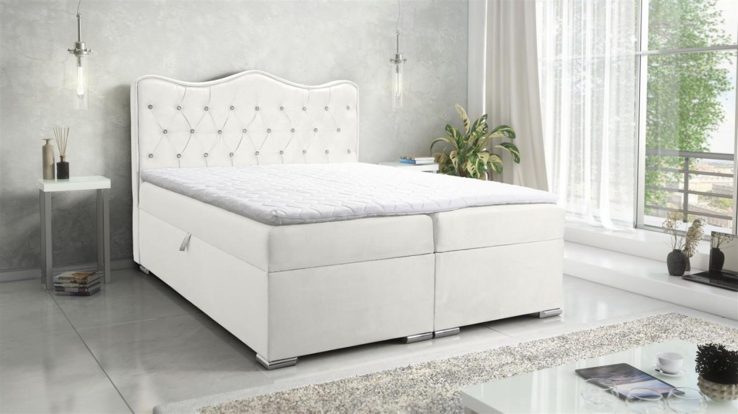 Boxspringbett Schlafzimmerbett SULTAN New in Stoff Velvet X Hellcreme 180x200cm Bild 1