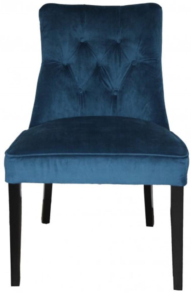 Casa Padrino Esszimmer Stuhl Blau / Schwarz ohne Armlehnen - Barock Möbel Bild 1