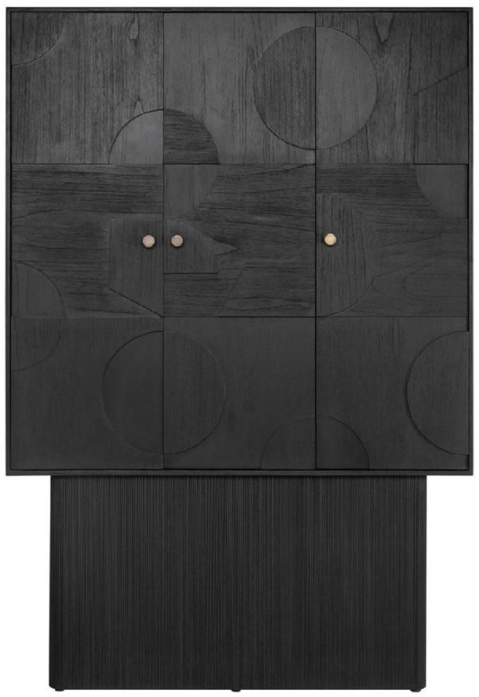 Casa Padrino Luxus Designer Schrank Schwarz 130 x 45 x H. 190 cm - Massivholz Regalschrank mit 3 Türen - Schlafzimmer Schrank - Wohnzimmer Schrank - Büro Schrank - Luxus Möbel Bild 1