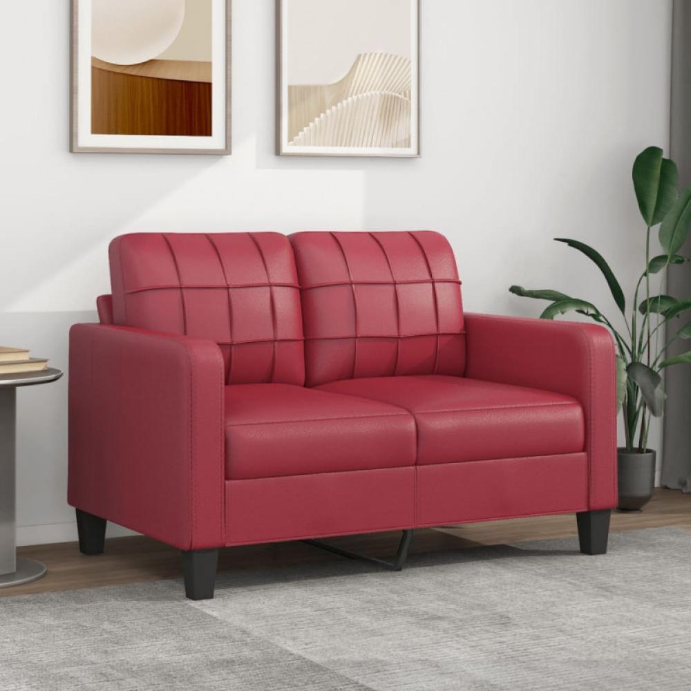 2-Sitzer-Sofa Weinrot 120 cm Kunstleder (Farbe: Rot) Bild 1