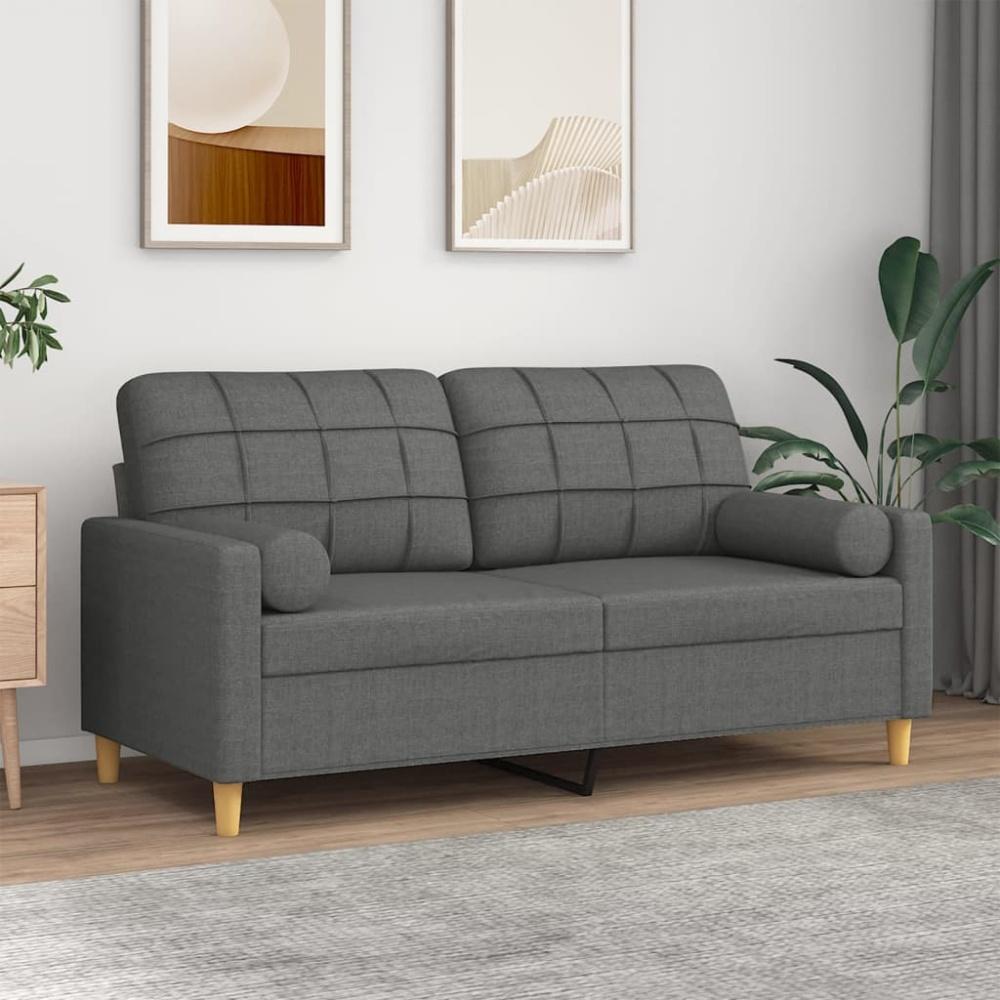 vidaXL 2-Sitzer-Sofa mit Zierkissen Dunkelgrau 140 cm Stoff Bild 1