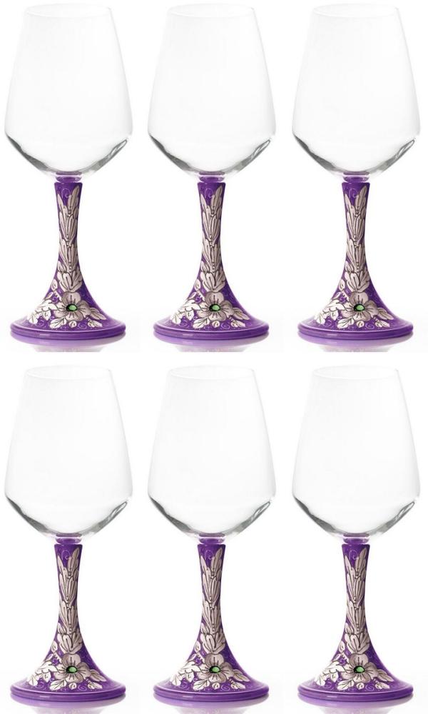 Casa Padrino Luxus Keramik Weinglas 6er Set Lila / Mehrfarbig H. 23,5 cm - Handgefertigte & handbemalte Weingläser - Hotel & Restaurant Accessoires - Luxus Qualität - Made in Italy Bild 1