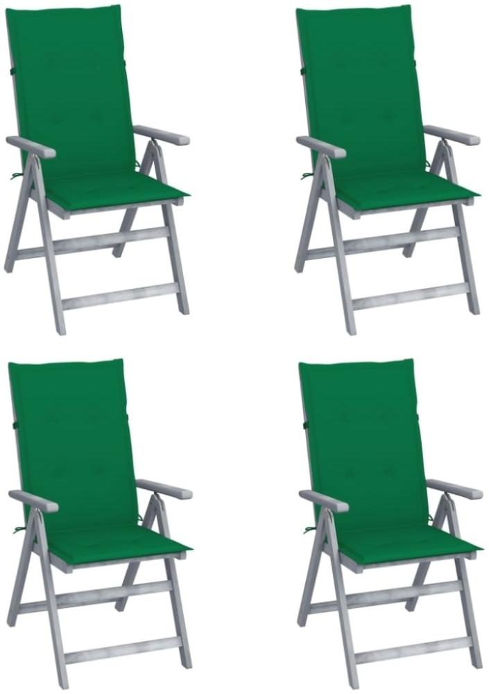 Verstellbare Gartenstühle 4 Stk. mit Auflagen Massivholz Akazie Bild 1