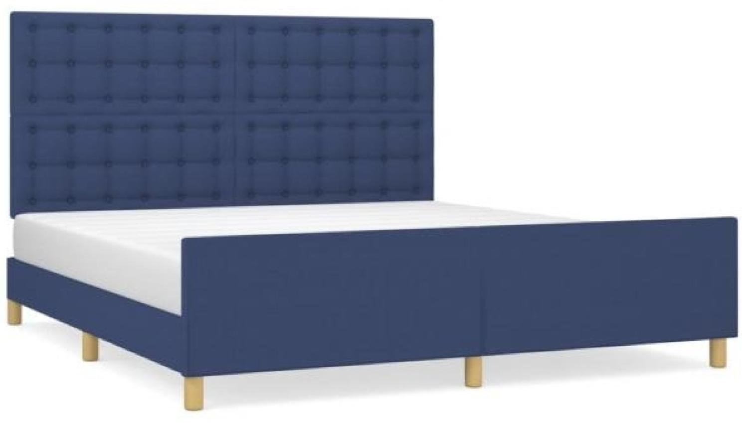 Doppelbett mit Kopfteil Stoff Blau 160 x 200 cm Bild 1