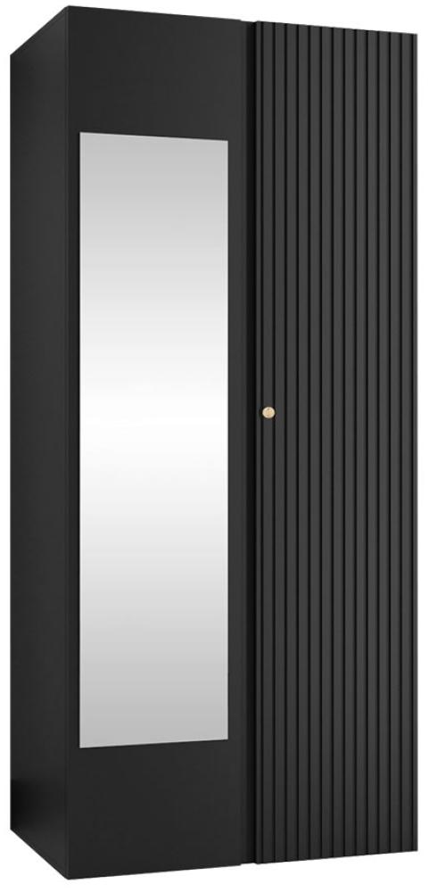 Kleiderschrank Kirtan Slim 2D mit Spiegel (Farbe: Schwarz) Bild 1