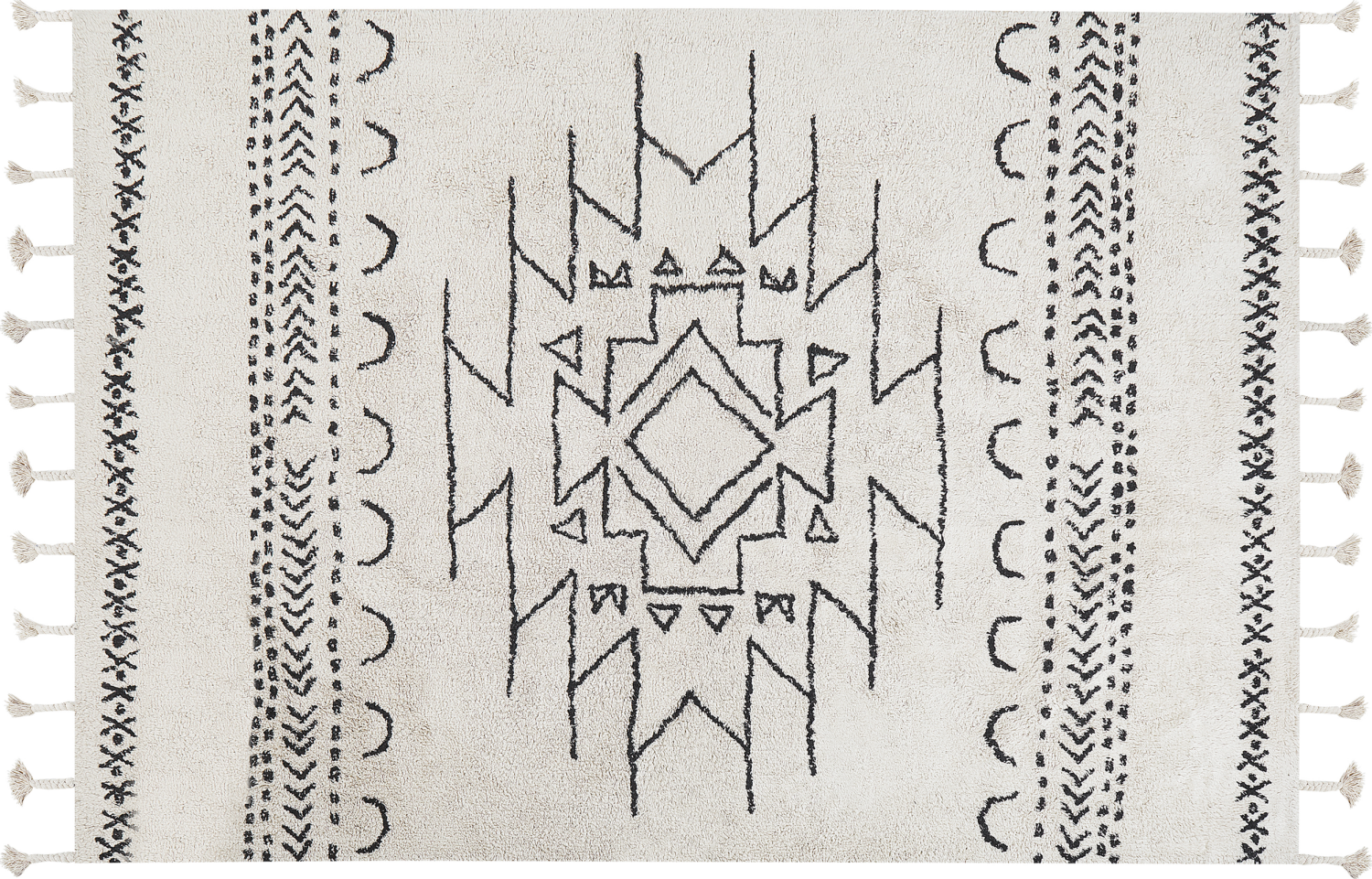 Teppich Baumwolle weiß schwarz 140 x 200 cm Kurzflor KHOURIBGA Bild 1