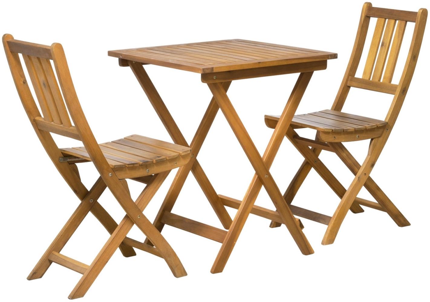 Sitzgruppe aus Akazie mit 2 Stühlen und 1 Tisch Bild 1