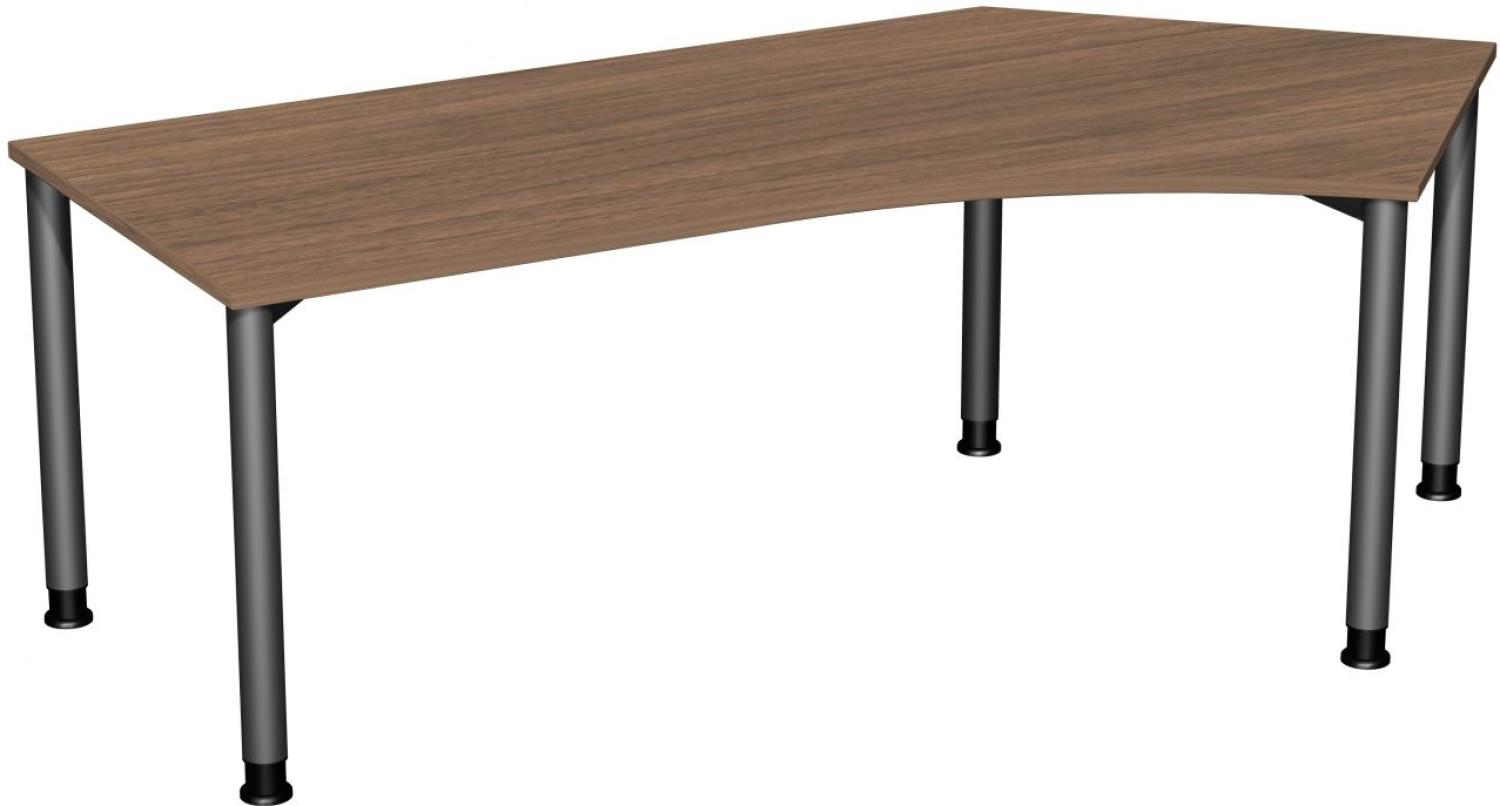 Schreibtisch 135° '4 Fuß Flex' rechts, höhenverstellbar, 216x113cm, Nussbaum / Anthrazit Bild 1