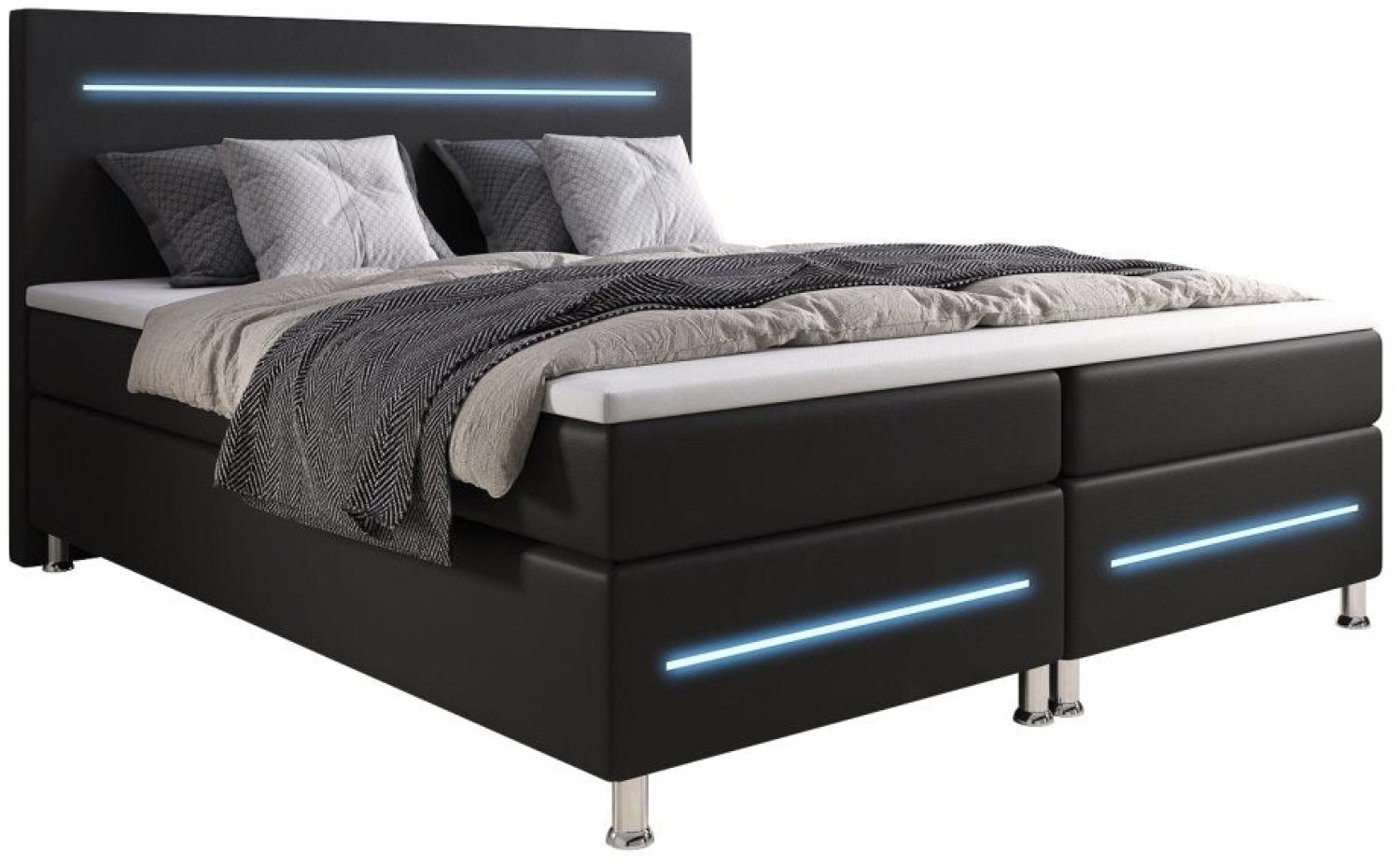 Boxspringbett Sejour mit LED 180x200 H3 Grau Bild 1