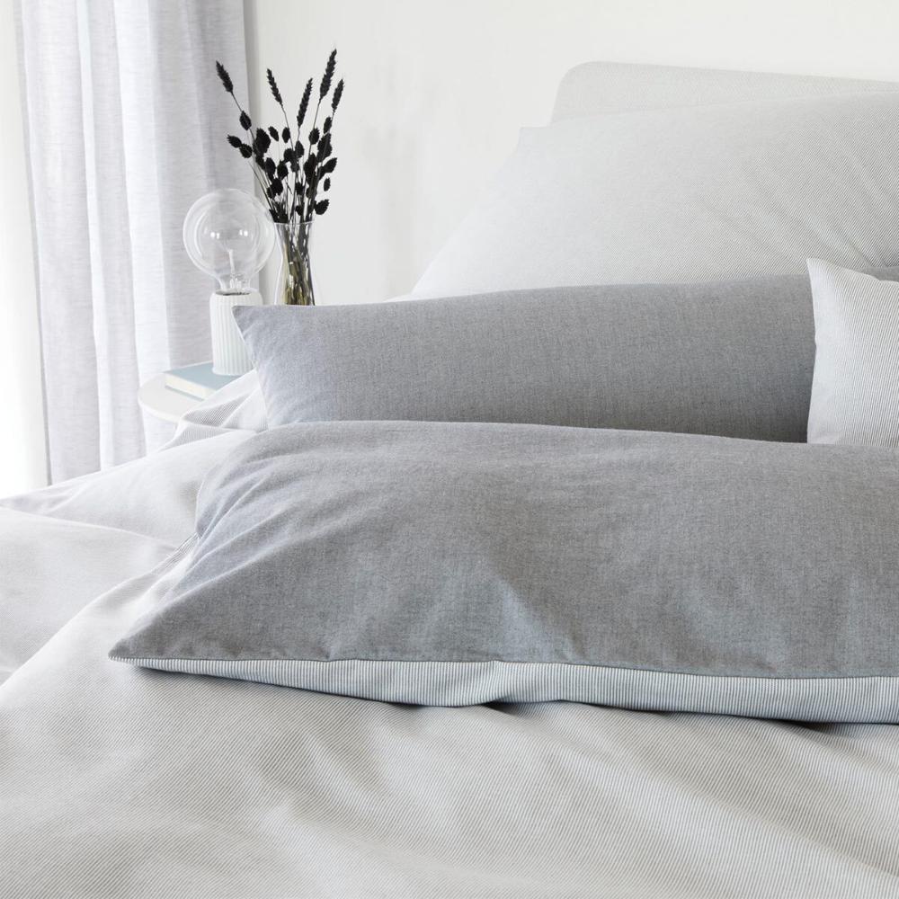 elegante Soft-Flanell Bettwäsche Tender silver|155x200 cm + 80x80 cm Bild 1