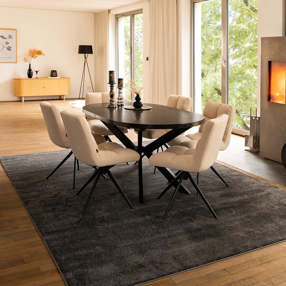 HOME DELUXE Esstisch Oval Ausziehbar AVENTI inkl. Sternfuß - 160 x 100 cm - Farbe: Dark Oak, Größe: 160 x 100 cm Bild 1