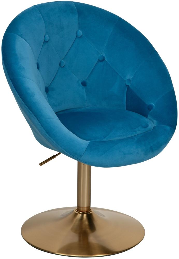 KADIMA DESIGN Chesterfield-Loungesessel ADDA mit 360° Drehfunktion und Samtbezug. Farbe: Blau Bild 1