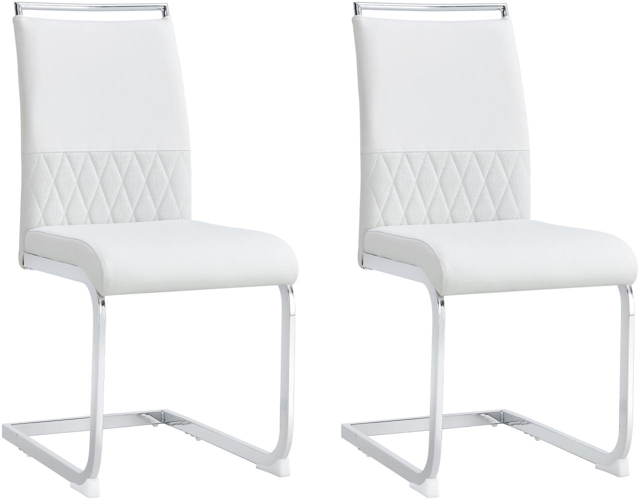 Merax Moderne Esszimmerstühle 2er Set, hoher Rücken gepolstert Side Chair, für Esszimmer, Küche, Gast Bürostuhl, Weiß Bild 1