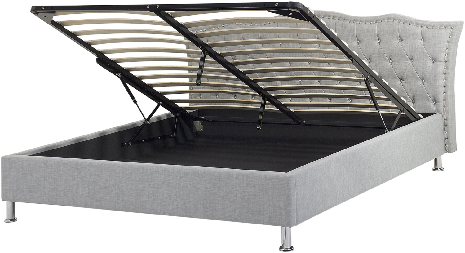 Polsterbett grau mit Bettkasten hochklappbar 160 x 200 cm METZ Bild 1