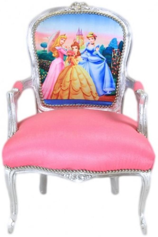 Casa Padrino Barock Salon Stuhl Prinzessin Rosa / Silber - Limited Edition Bild 1