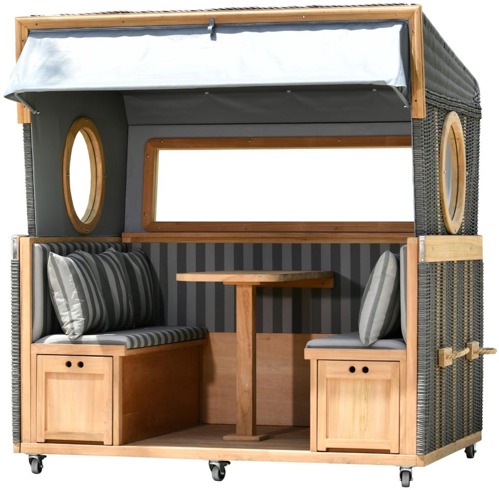 Gosch-Lounge Strandkorb 6-Sitzer Teak - PE grau - Modell 537 Bild 1