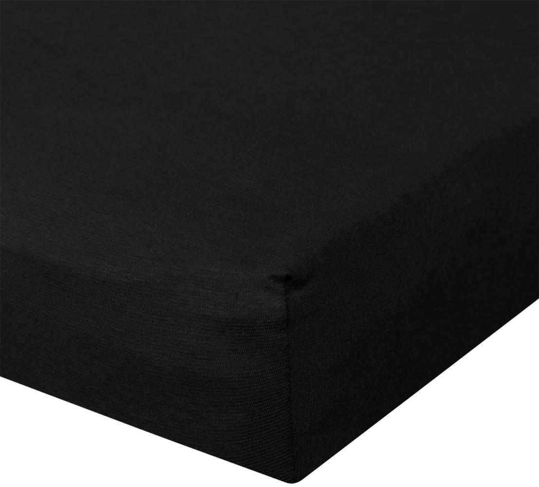 BettwarenShop Jersey Spannbetttuch Ultra-Stretch | 120x200 - 130x220 cm | schwarz Bild 1