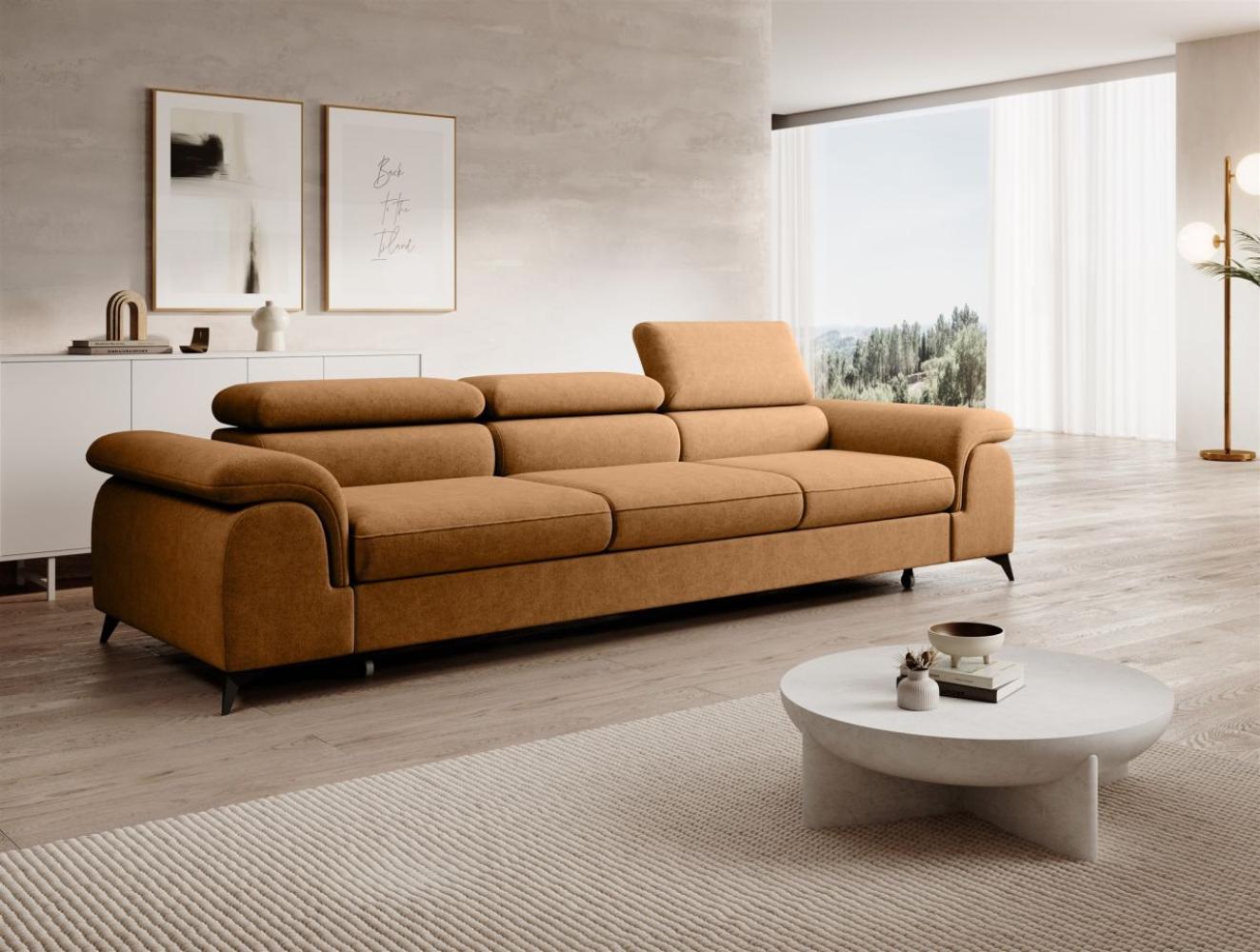 Big Sofa Couchgarnitur BASTIEN Megasofa mit Schlaffunktion Stoff Whisper Amber Bild 1