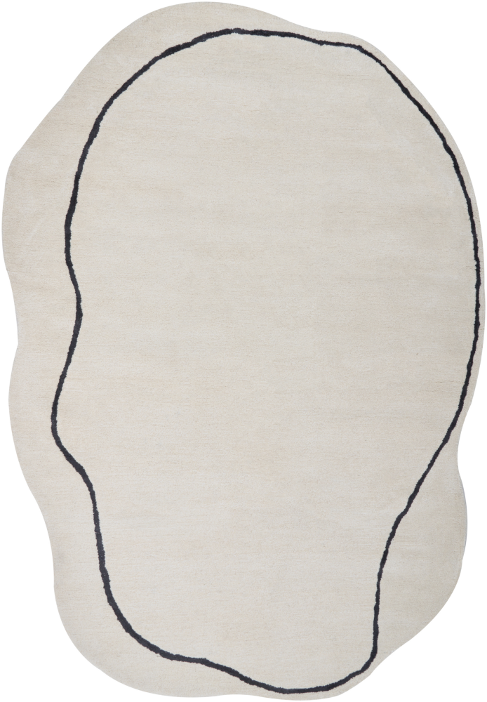 Teppich Viskose beige schwarz 160 x 230 cm geometrisches Muster Kurzflor DERA Bild 1