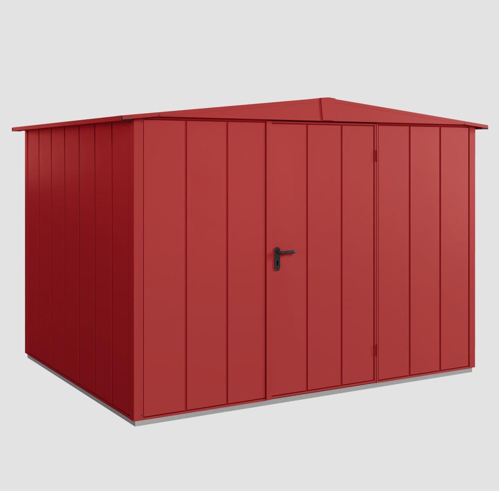 Hörmann Ecostar Aktionsangebot Metall-Gerätehaus Elegant mit Satteldach Typ 3, 238 x 303 cm , purpurrot, 7,2 m²,1-flüglige Tür Bild 1