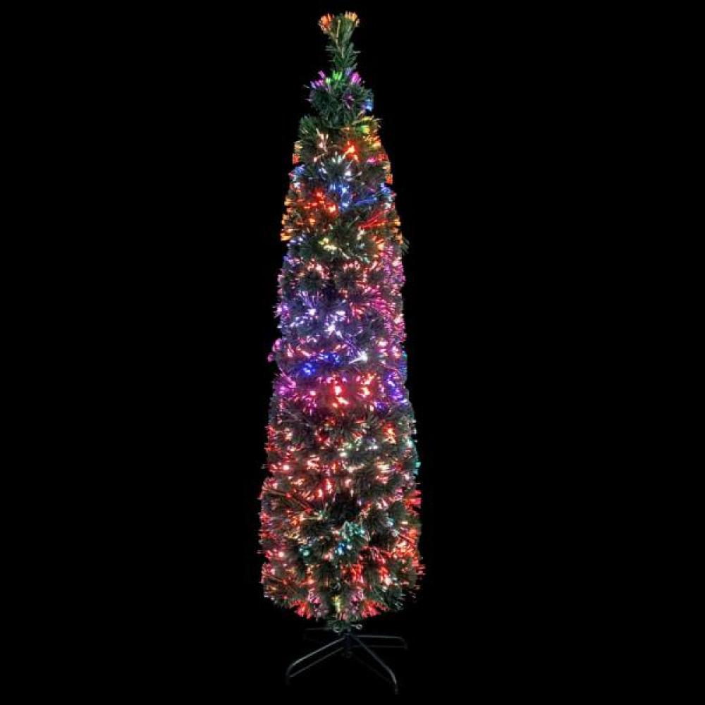 vidaXL Künstlicher Weihnachtsbaum Schlank mit Ständer 210 cm Glasfaser Bild 1