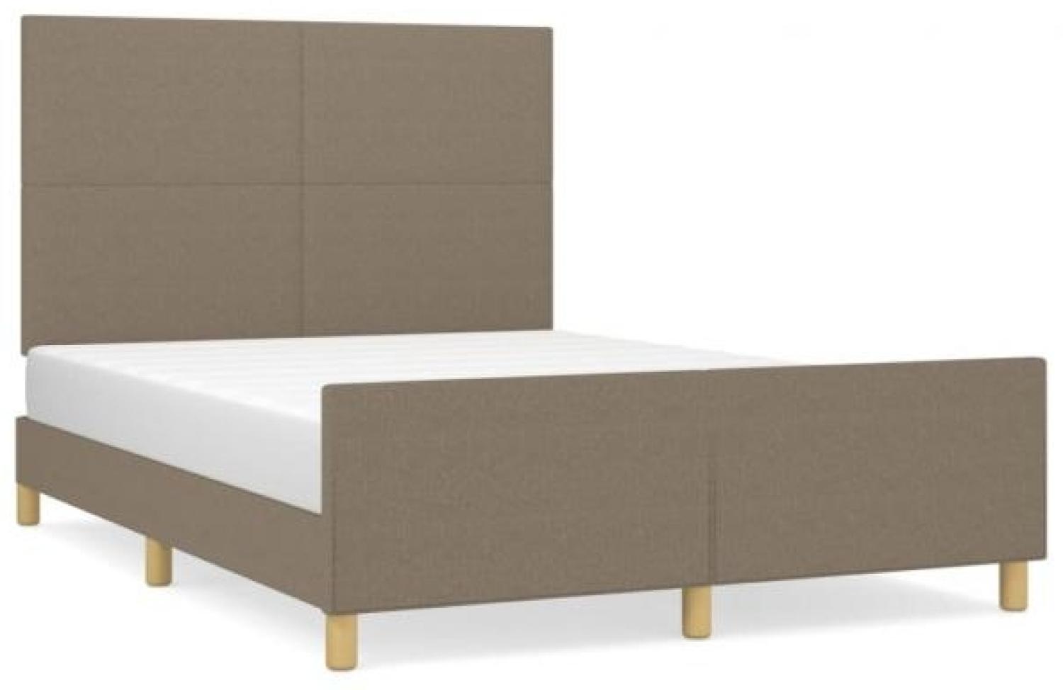 vidaXL Polsterbett mit hohem Kopfteil Stoff Taupe 140 x 200 cm Bild 1