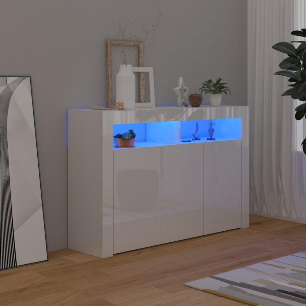 vidaXL Sideboard mit LED-Leuchten, Holz Hochglanz-Weiß, 115,5 x 30 x 75 cm Bild 1
