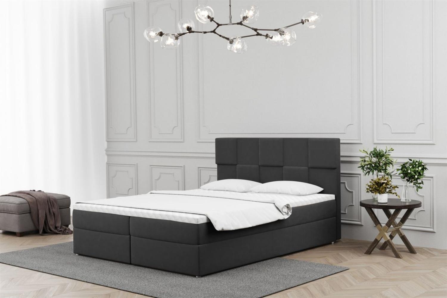 Boxspringbett Schlafzimmerbett JOLIE 140x220cm in Stoff Matt Velvet Anthrazit Bild 1