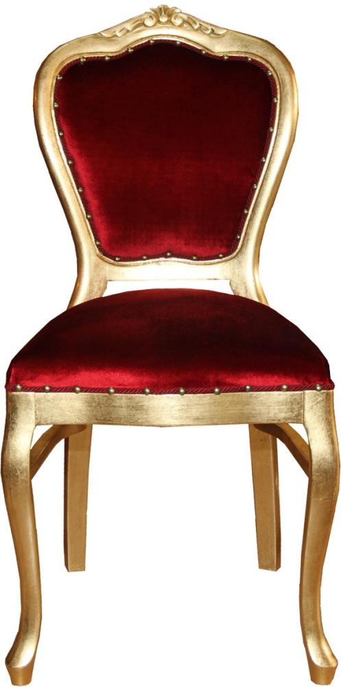 Casa Padrino Barock Luxus Esszimmer Stuhl Bordeaux / Gold - Möbel Bild 1
