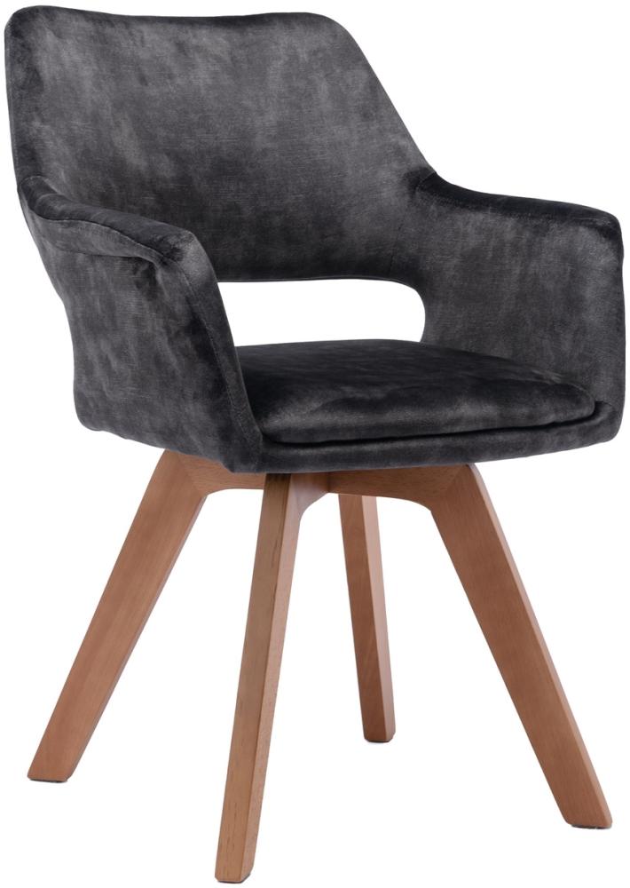 Stuhl >KLARA< (2er-Set) in grau aus Samt - 52x89x63,5cm (BxHxT) Bild 1
