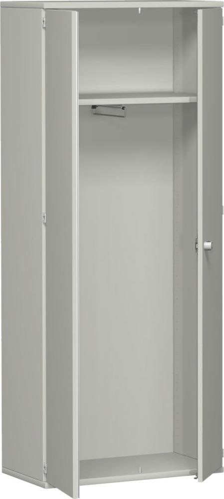 Garderobenschrank mit ausziehbarem Garderobenhalter, 80x42x192cm, Lichtgrau Bild 1