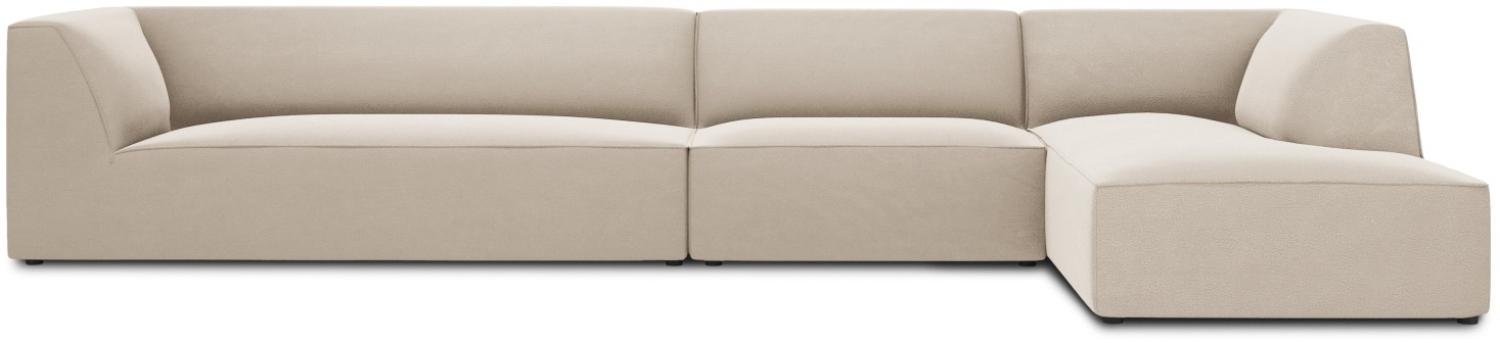 Micadoni 5-Sitzer Samtstoff Modular Ecke rechts Sofa Ruby | Bezug Beige | Beinfarbe Black Plastic Bild 1