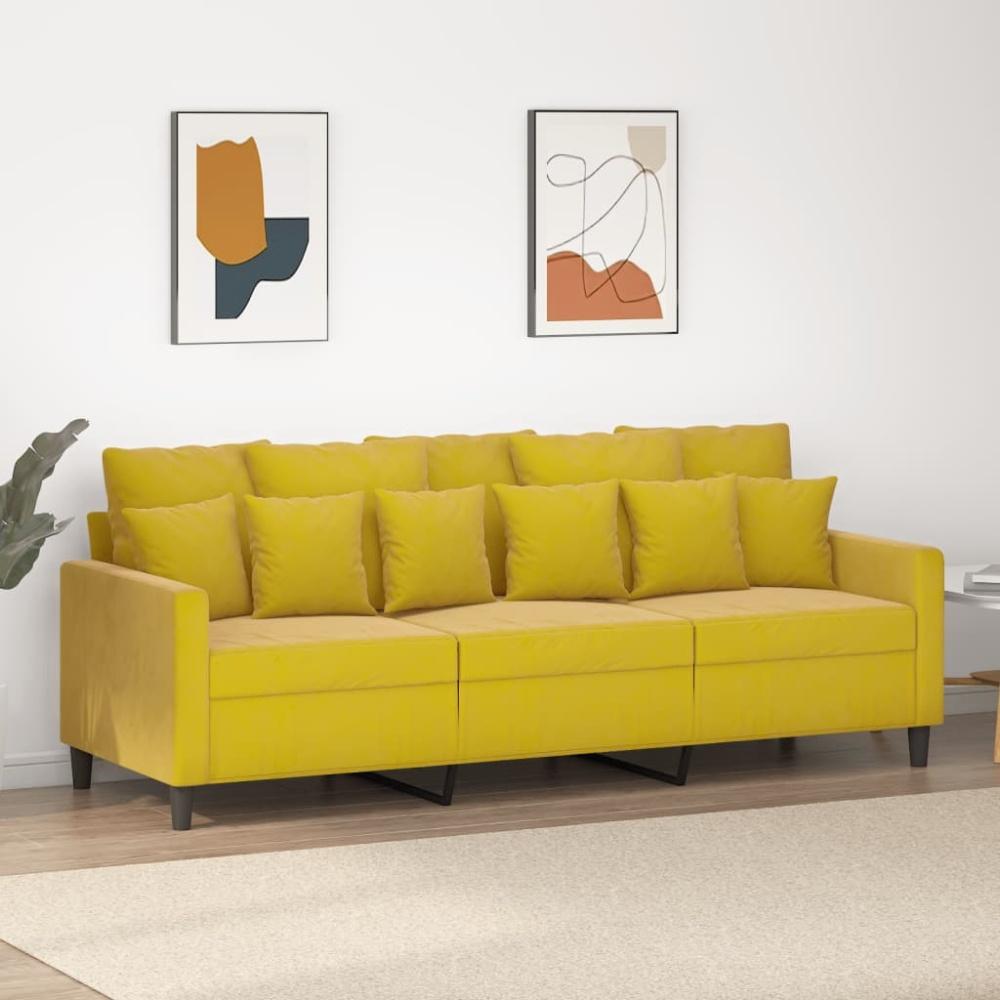 vidaXL 3-Sitzer-Sofa Gelb 180 cm Samt Bild 1
