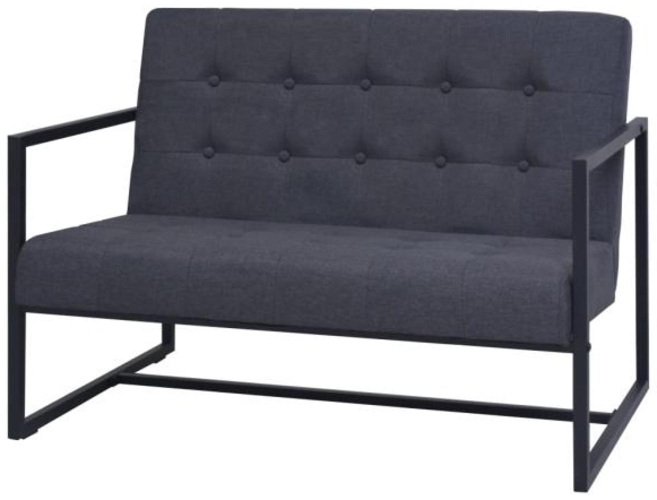 vidaXL 2-Sitzer-Sofa mit Armlehnen Stahl und Stoff Dunkelgrau Bild 1