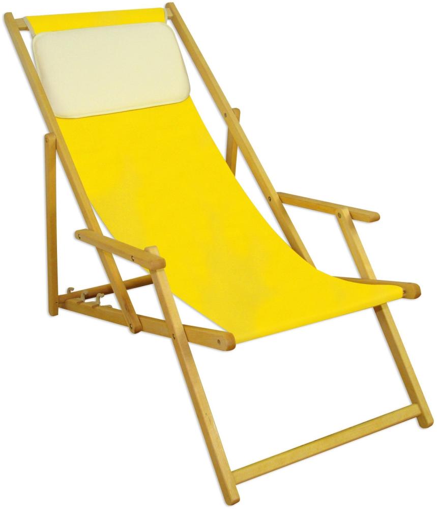 Liegestuhl Deckchair gelb klappbare Sonnenliege Gartenliege Strandstuhl Gartenmöbel 10-302 N KH Bild 1