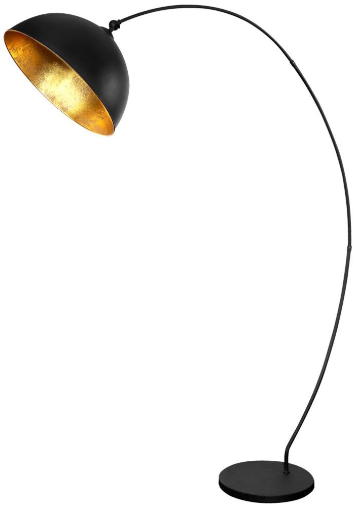 Bogenstehleuchte mit beweglichen Spot, Metall Blattgold/ schwarz matt, 115 x 45 x 182 cm Bild 1