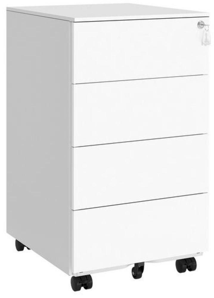 SONGMICS Rollcontainer, Metallschrank, mobiler Aktenschrank, Druckertisch, abschließbar, 4 Schubladen, Unterschrank, vormontiert, Büro, Homeoffice, 45,1 x 39 x 69,3 cm, wolkenweiß OFCDE064W14 Bild 1