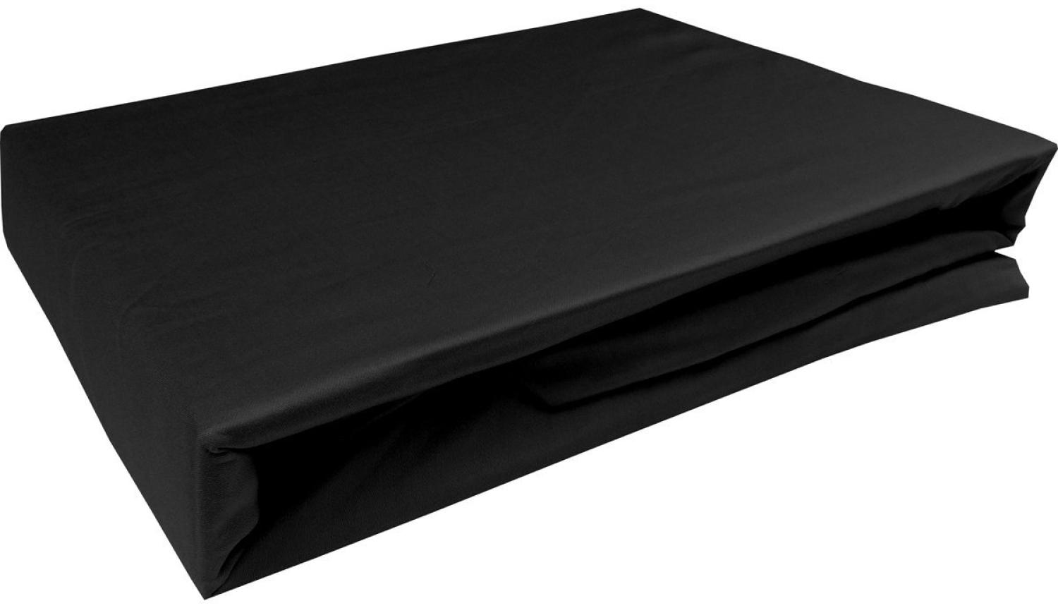 Bettwatsche-mit-Stil Mako-Satin Spannbettlaken schwarz 180x200cm Höhe 31-40cm Bild 1
