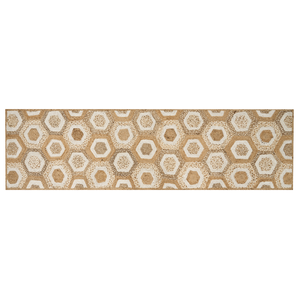 Teppich Jute beige 80 x 300 cm geometrisches Muster Kurzflor BASOREN Bild 1
