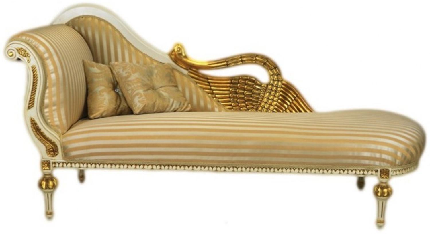 Casa Padrino Barock Luxus Chaiselongue Antik Weiss / Gold - Golden Wings - Luxus Qualität Bild 1