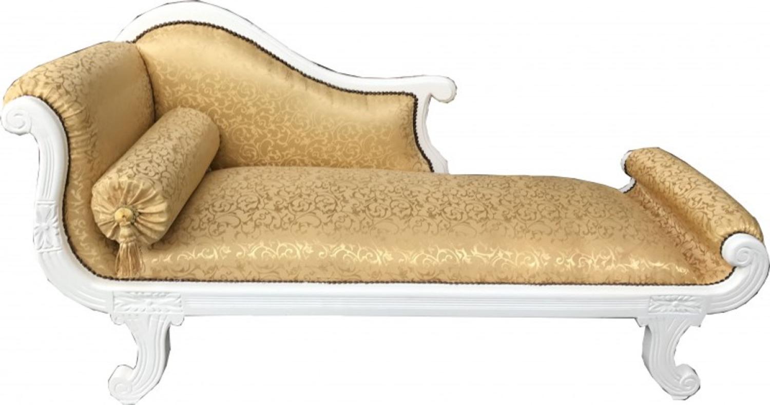 Casa Padrino Barock Chaiselongue Modell XXL Gold Muster / Weiß - Recamiere Wohnzimmer Möbel Bild 1