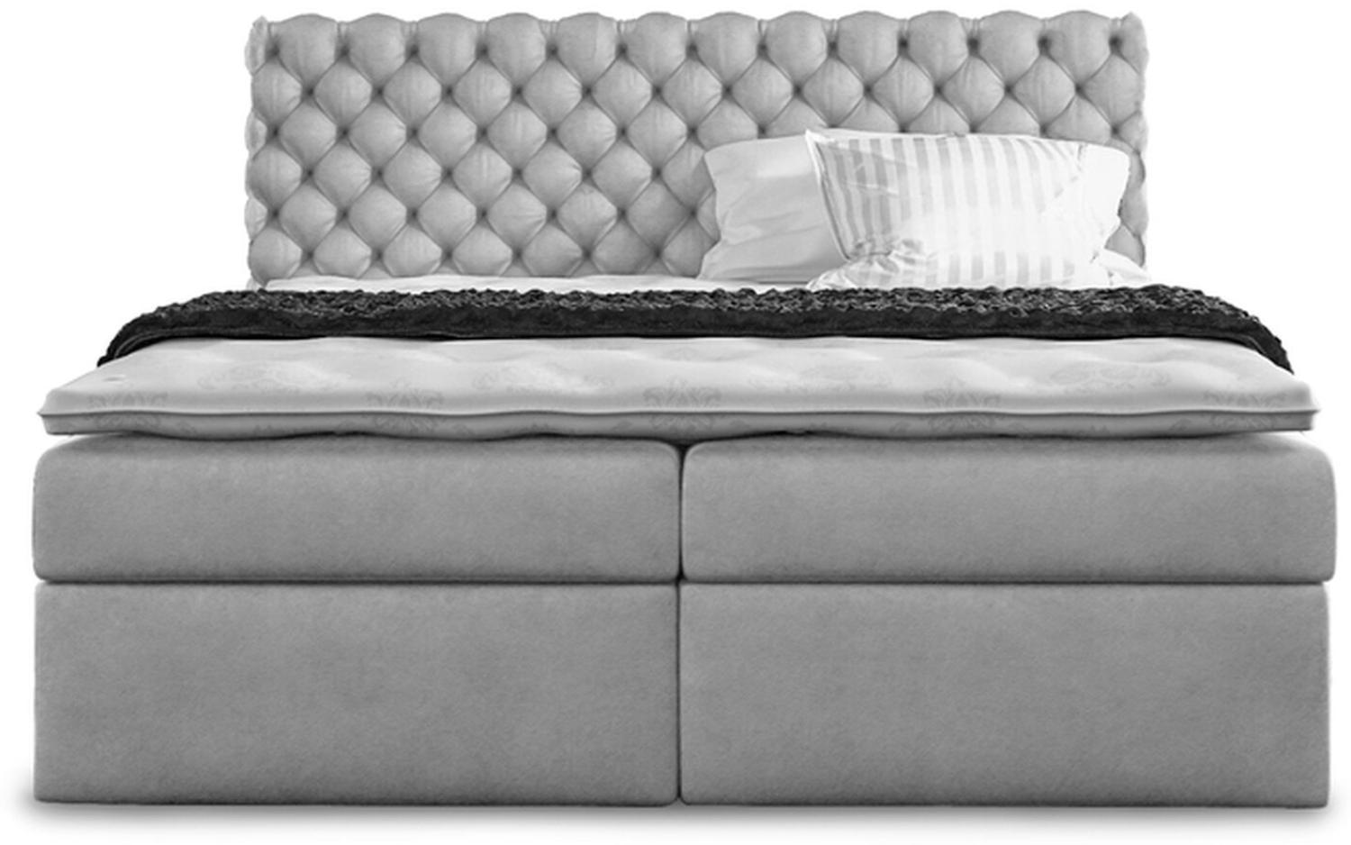 Stylefy 'Alviero' Boxspringbett, Kunstleder Madryt Hellgrau 200 x 200 cm Bild 1