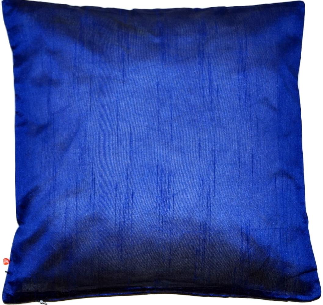 Einfarbig Kissenbezug mit unsichtbarer Reißverschluss in Blau, 100% weiche Dupionseide Kissenhülle für Sofa & Bett Kissen - 40 cm x 40 cm Bild 1