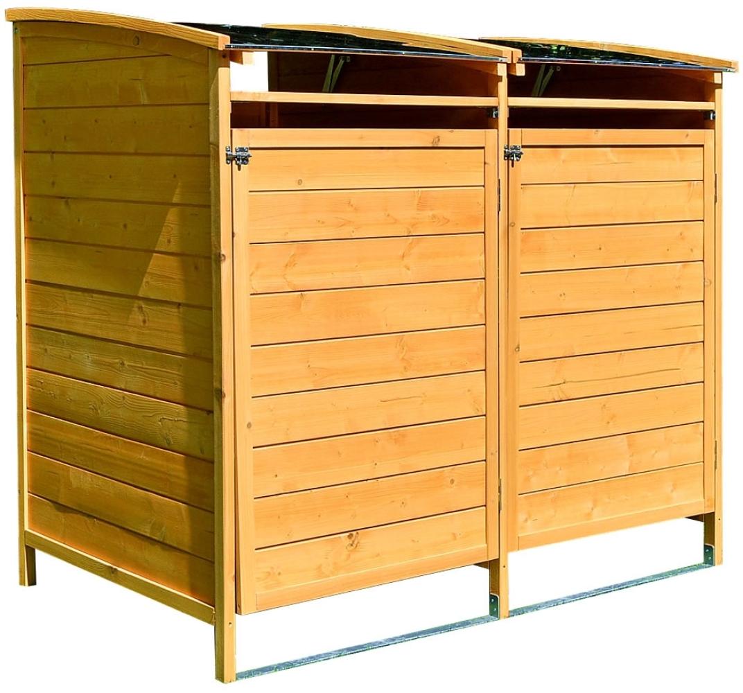 Mülltonnenverkleidung Braun Doppelbox 2x 120L oder 240L Gartenbox Zinkdach Holz Bild 1