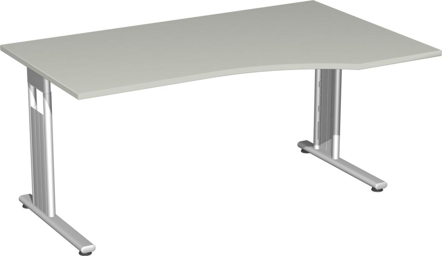 PC-Schreibtisch 'C Fuß Flex' rechts, feste Höhe 180x100x72cm, Lichtgrau / Silber Bild 1