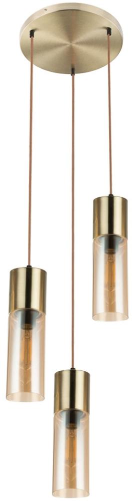 LED Hängeleuchte, Messing, Glas, amber-farben, H 150 cm Bild 1