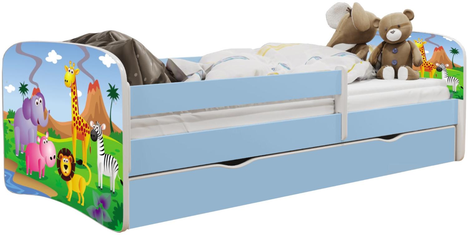 Kinderbett Jona inkl. Rollrost + Matratze + Bettschublade 80*160 cm Blau Bild 1